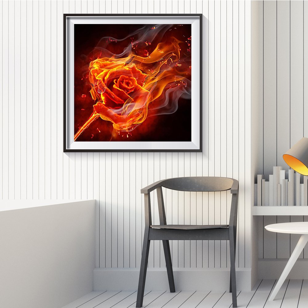 11ct Stamped Cross Stitch - Flame Rose (40*40cm)