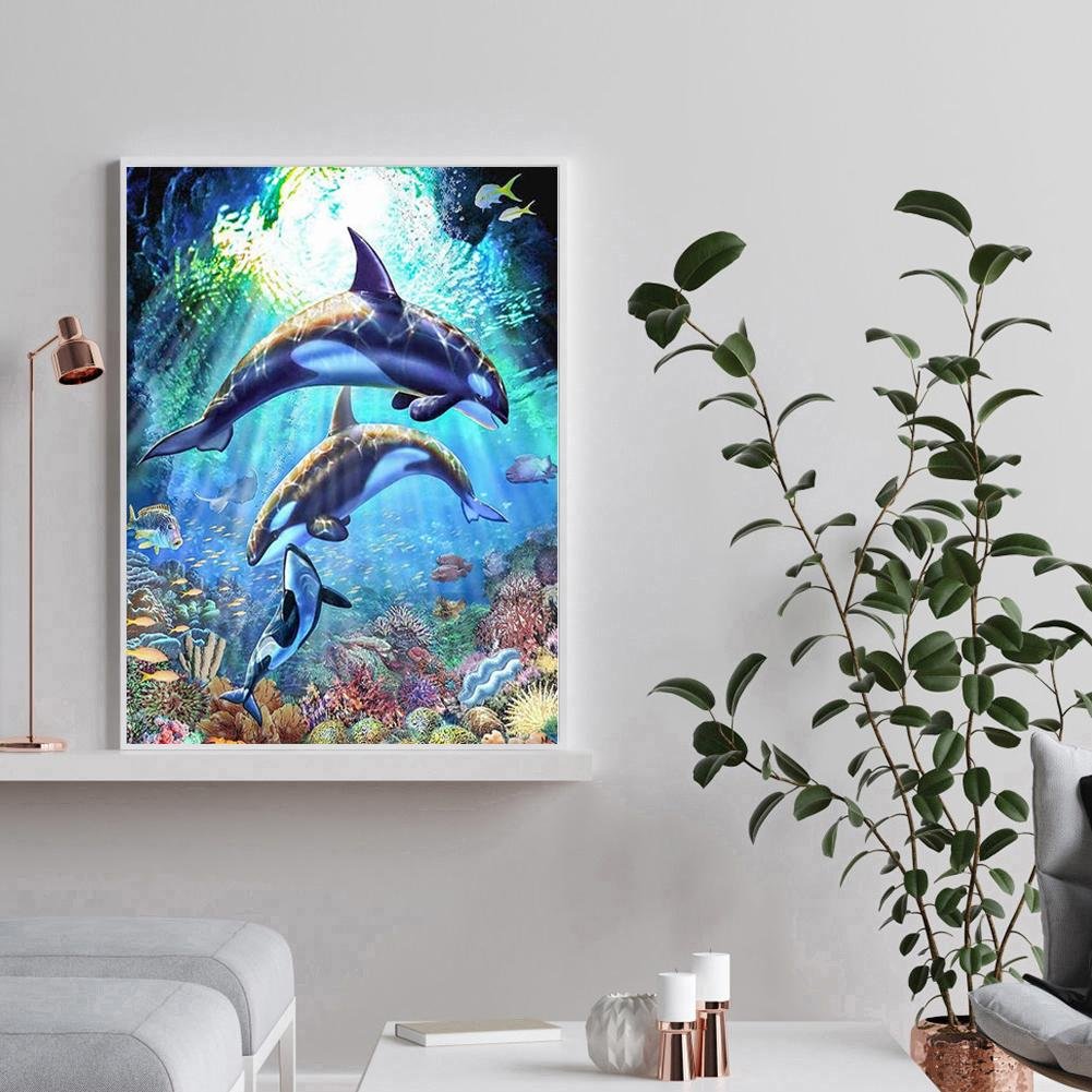 5D DIY Diamond Painting Kit - Full Round - Fantasy Dolphin