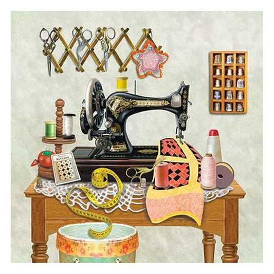 5D Diy Diamond Painting Kit Full Round Beads Sewing Machine