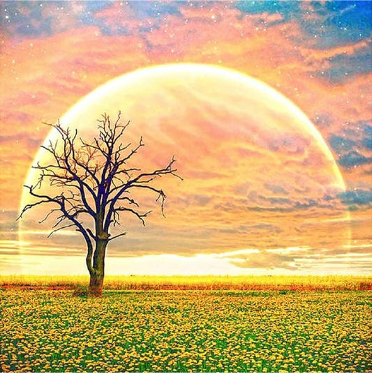 Moon Tree DIY 5D Full Round Beads Art 