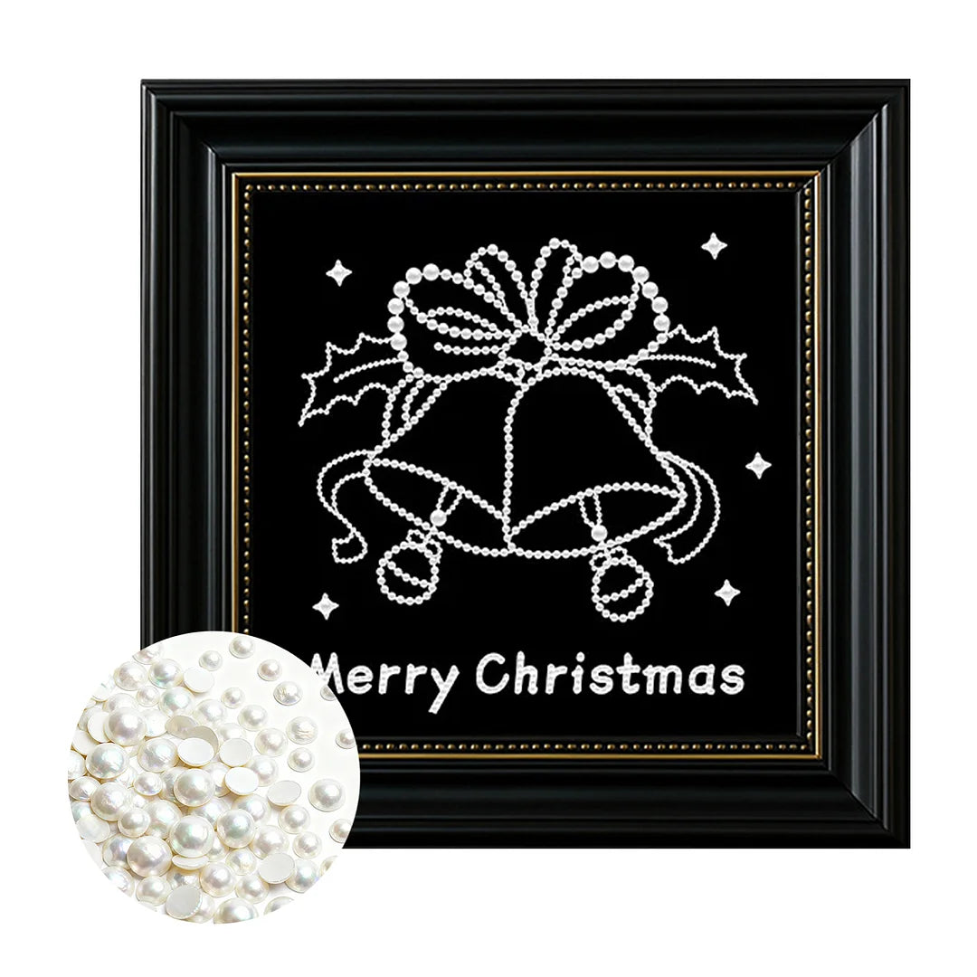 DIY Pearl Painting With Frame - Handmade Self-Adhesive Pearls - Merry Christmas (27*27cm)