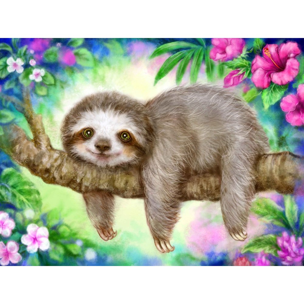 5D Diy Diamond Painting Kit Full Round Beads Cartoon Sloth