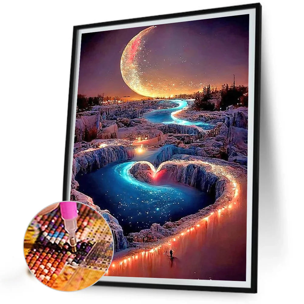 Diamond Painting - Full Round / Square - Moonlit Night Scenery