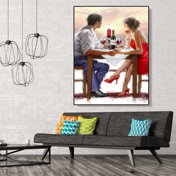 Dating Couples Hand Painted Canvas Oil Art Picture Craft Home Wall Decor Artwork
