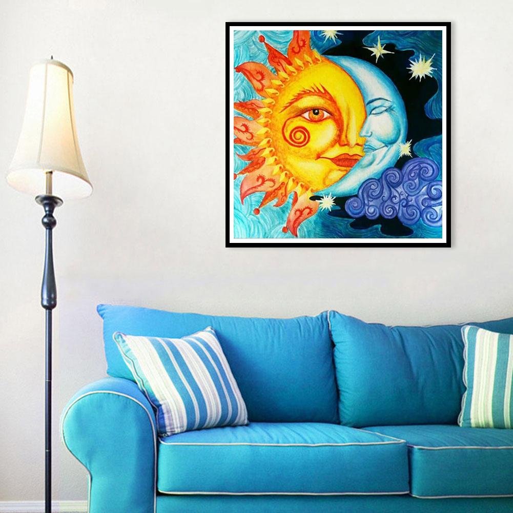 Diamond Painting - Full Round - Sun & Moon Face