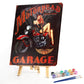 Motorcycle Girl Hand Painted Canvas Picture Craft