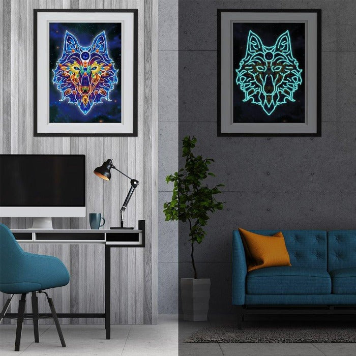 Luminous DIY 5D Crystal Rhinestone Diamond Painting Kit Wolf