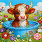 DIY Pearl Painting With Frame - Handmade Self-Adhesive Pearls - Cow (25*25cm)