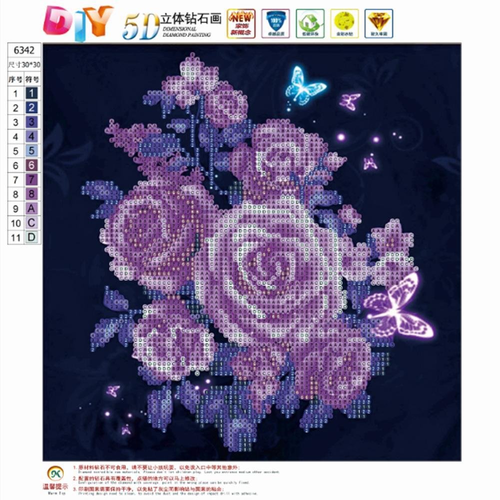 Diamond Painting - Partial Round - Purple Rose 4