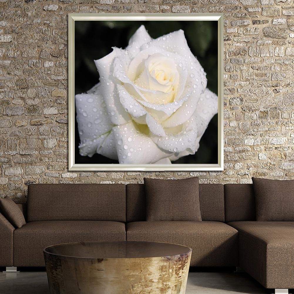 Diamond Painting - Partial Round - White Rose 1