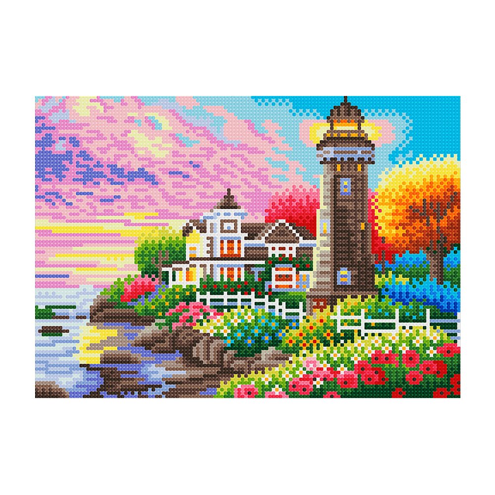 Luminous Diamond Painting - Full Round - Seaside Building