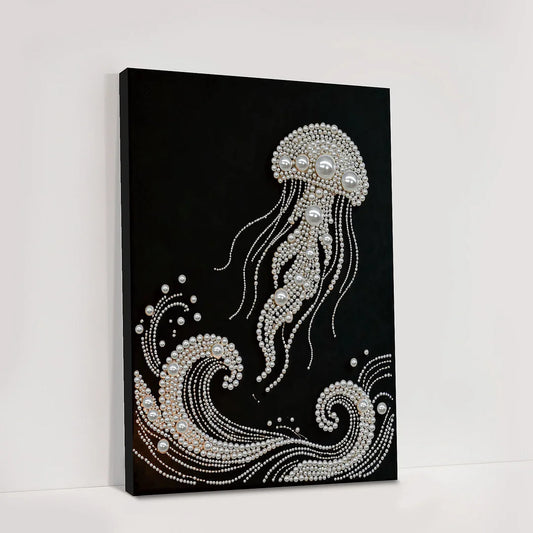 DIY Pearl Painting With Frame - Handmade Self-Adhesive Pearls - Jellyfish (30*40cm) C