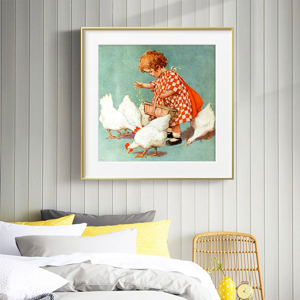 Diamond Painting - Full Round - Feeding Goose Girl