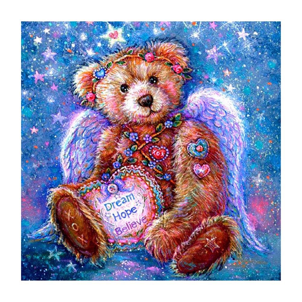 5D Diy Diamond Beads Art Full Square Resin Bear with Wings