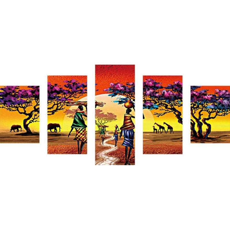 African Scenery Full Round Beads Art