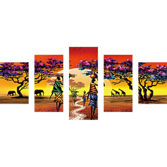 African Scenery Full Round Beads Art