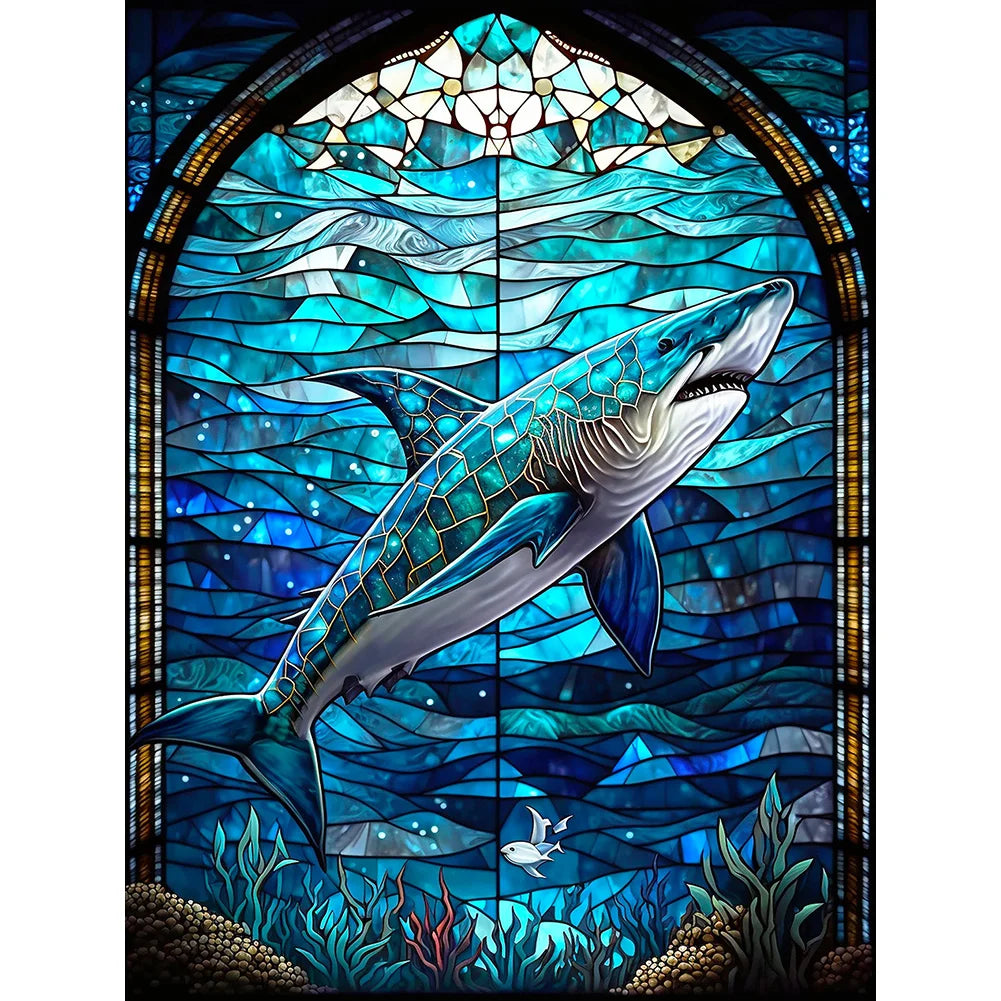 5D DIY Diamond Painting - Full Round / Square  - Shark Marine Organism F