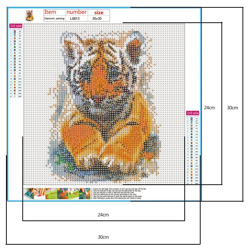 Diamond Painting - Full Round -  Tiger B