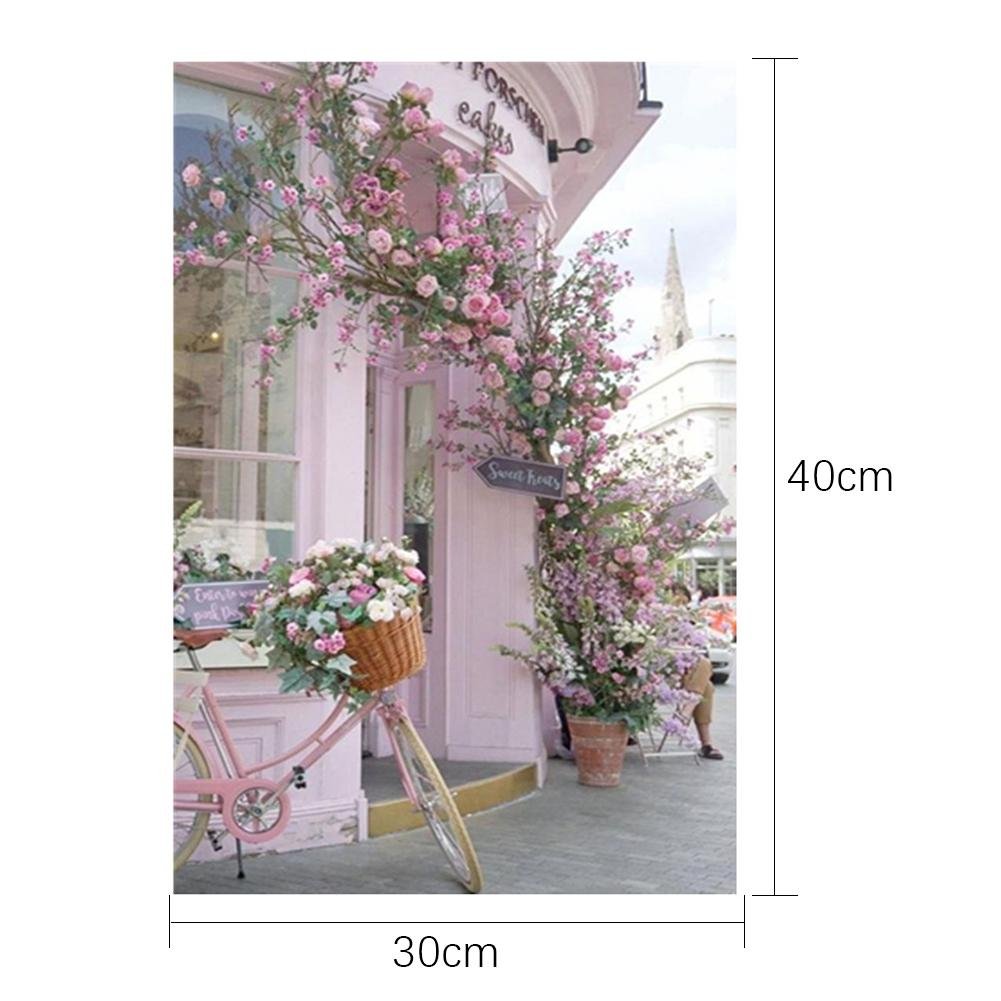 Diamond Painting - Full Round - Pink Flowers Bike