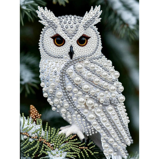 DIY Pearl Painting With Frame - Handmade Self-Adhesive Pearls - Owl (30*40cm)
