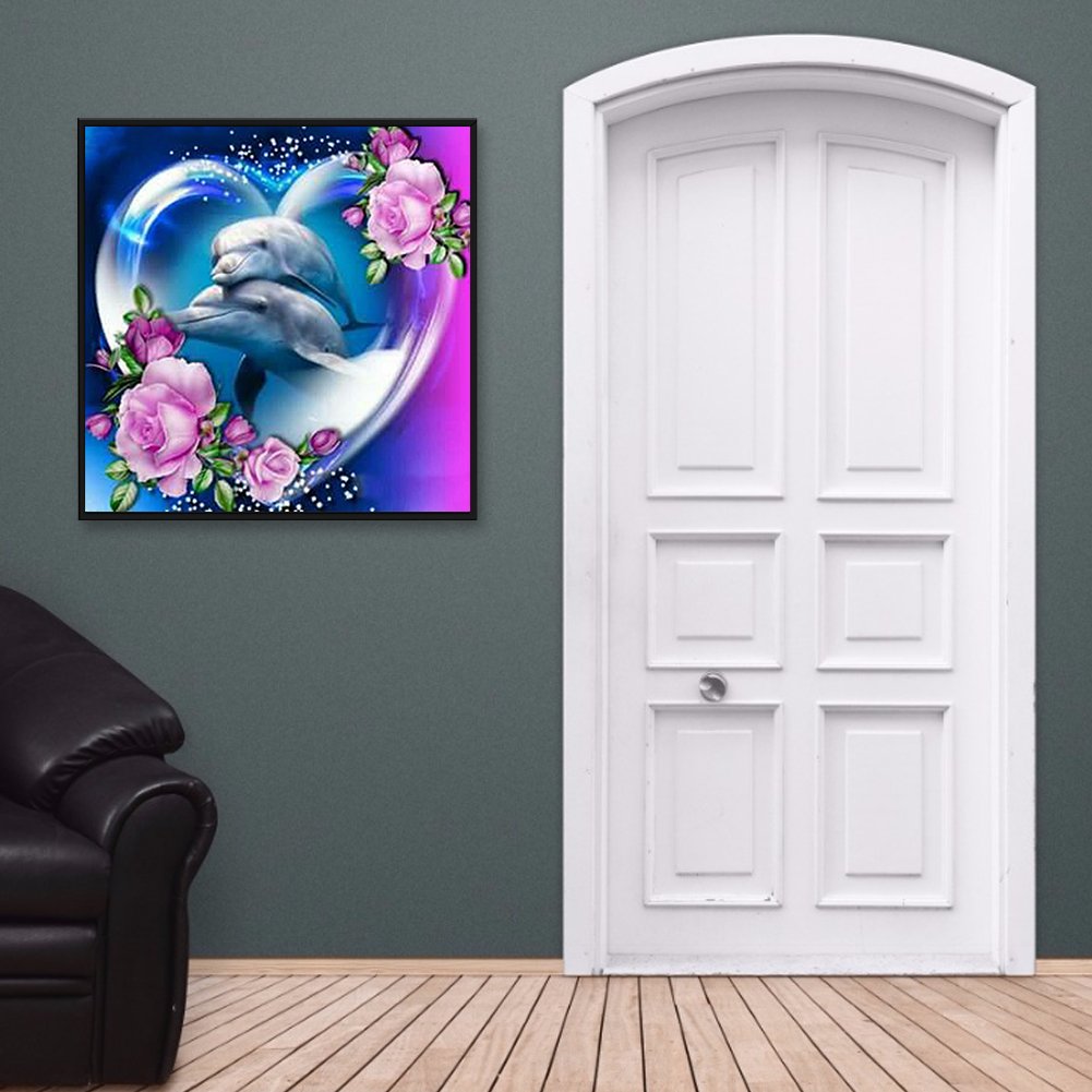 5D DIY Diamond Painting Kit - Full Round - Couple Dolphins