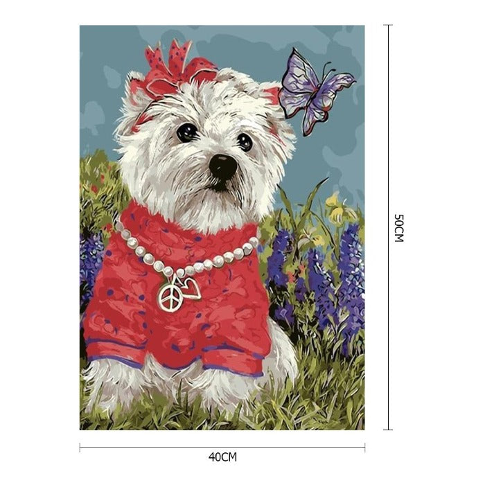 Dog Animal Oil Painting By Numbers DIY Hand Painted Canvas Art Pictures