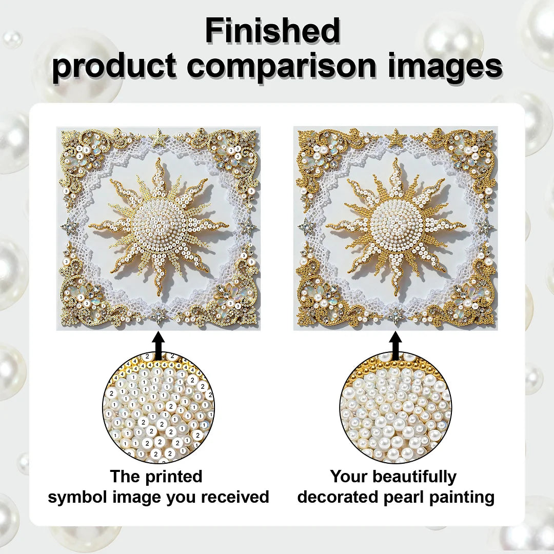 DIY Pearl Painting With Frame - Handmade Self-Adhesive Pearls - Sun (25*25cm)