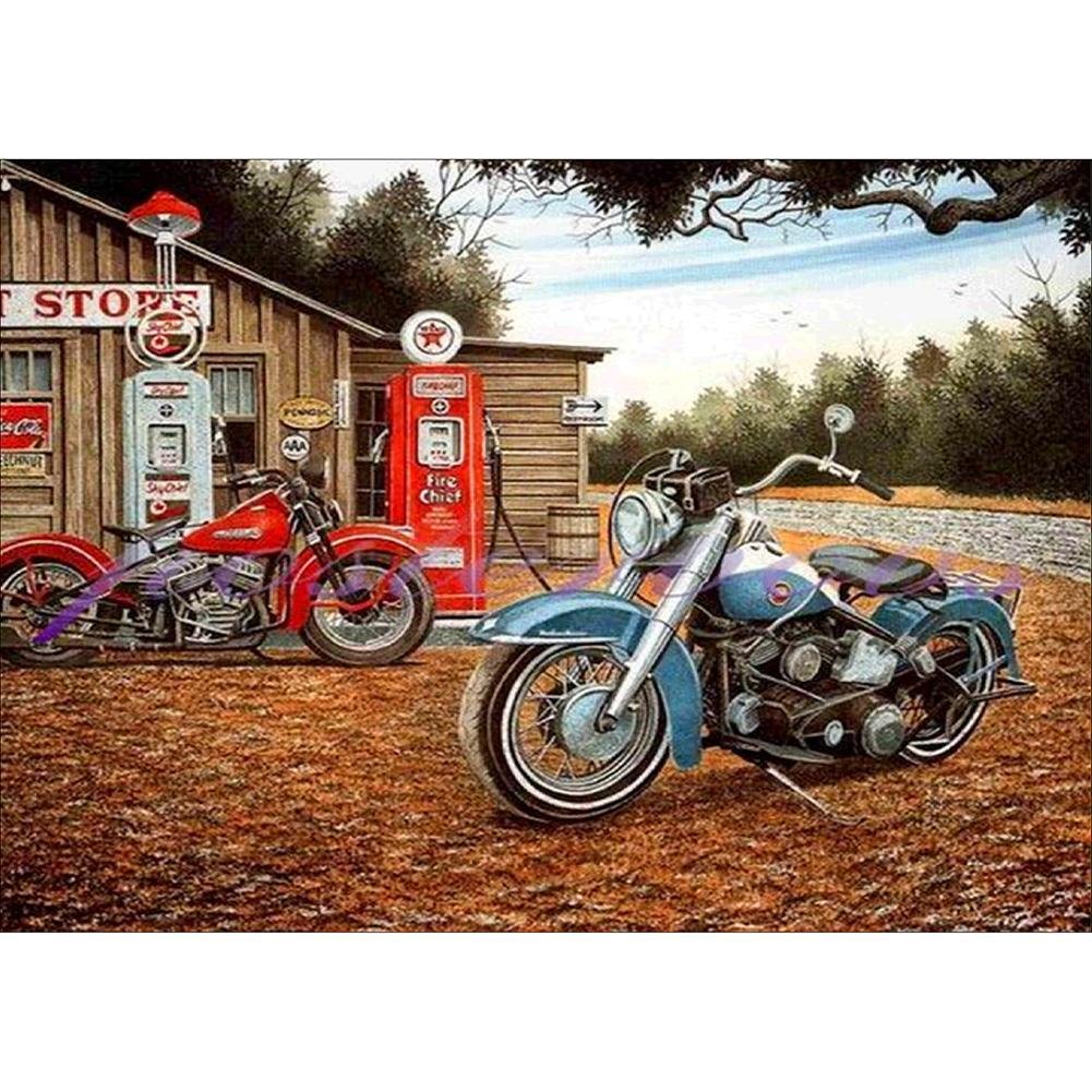 5D Diy Diamond Painting Kit Full Round Beads Motorcycle