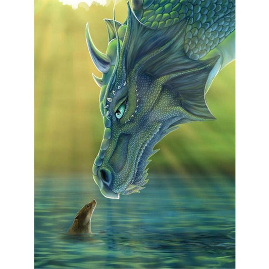 5D Diy Diamond Painting Kit Full Round Beads Dragon's Contempt