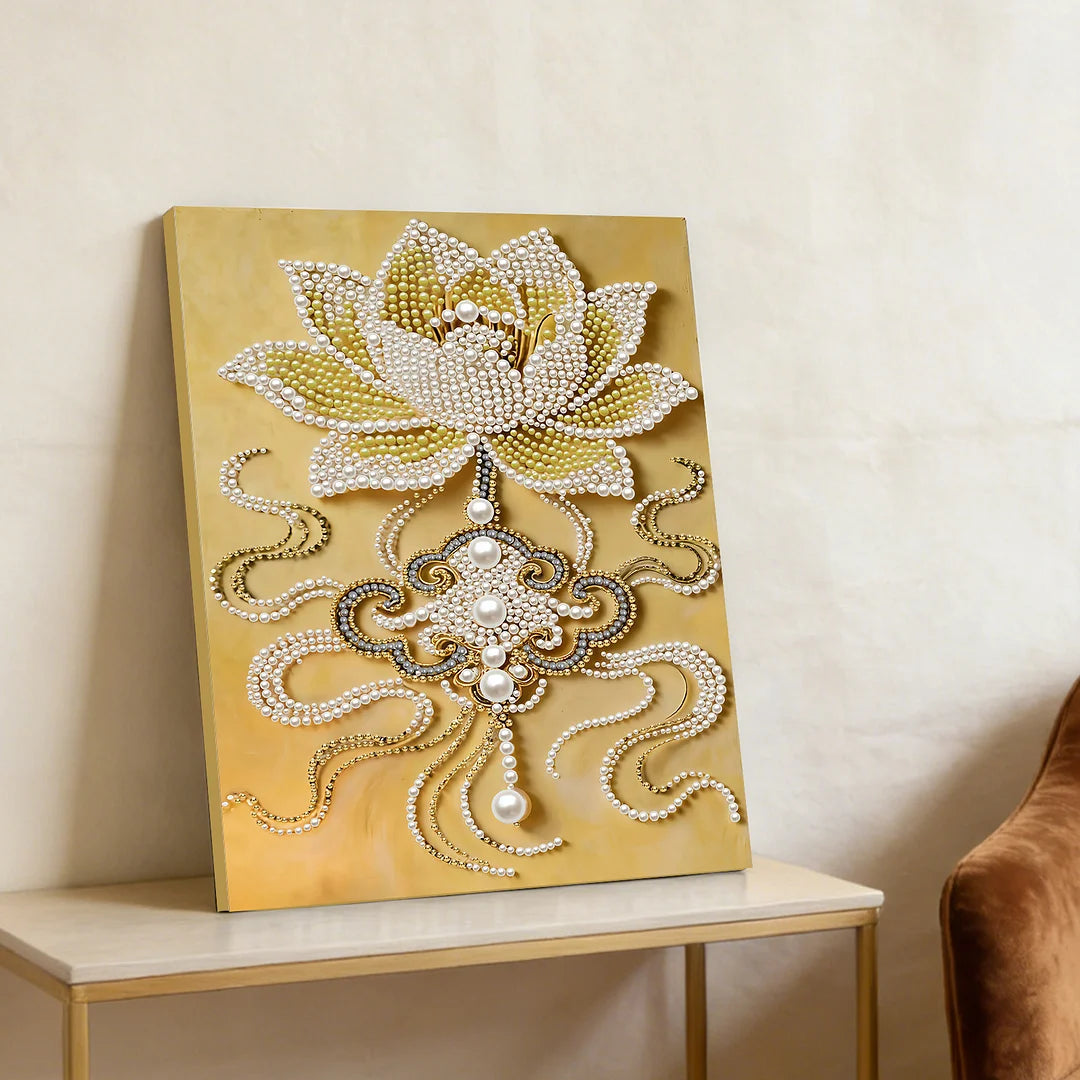 DIY Pearl Painting With Frame - Handmade Self-Adhesive Pearls - Wheat Ingot (30*40cm) C