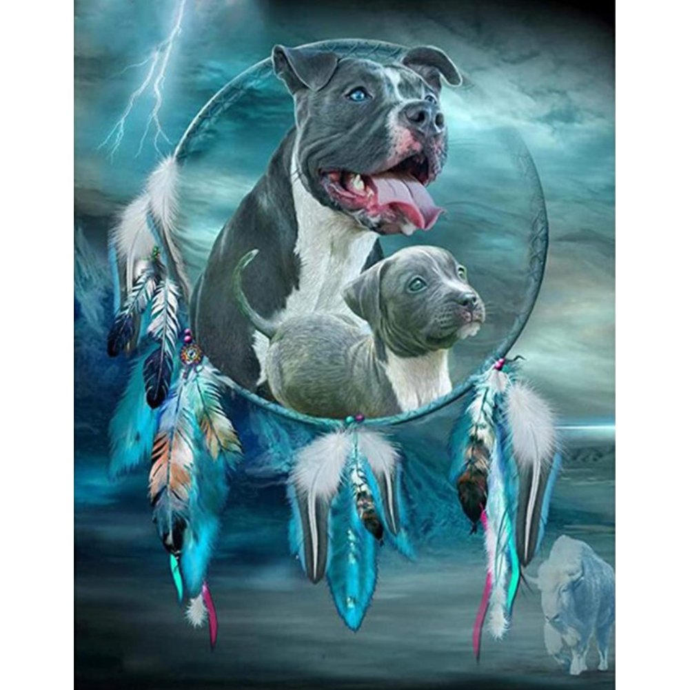 5D Diy Diamond Painting Kit Full Round Beads Dogs