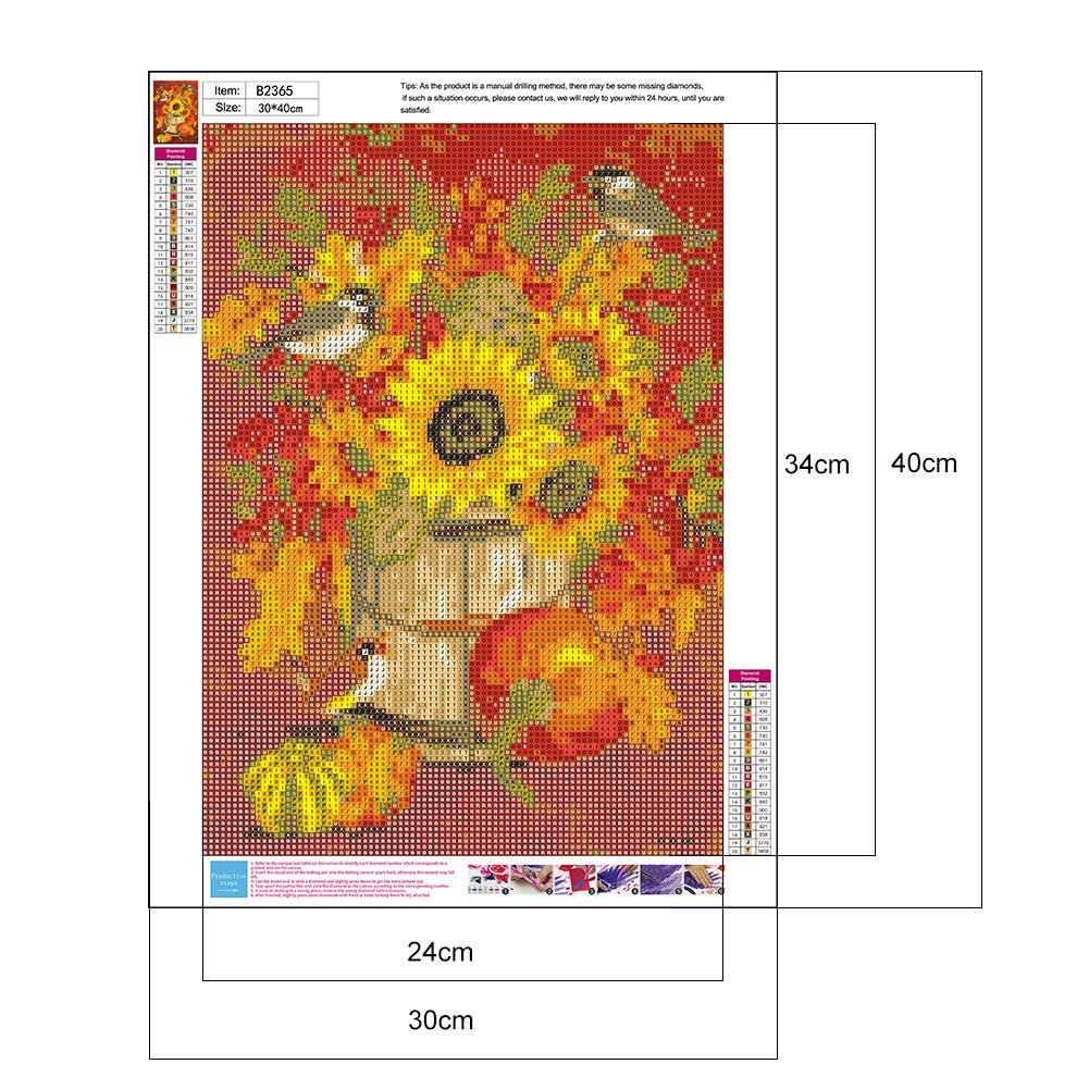 5D DIY Diamond Painting Kit - Full Round - Pumpkin Sunflower B