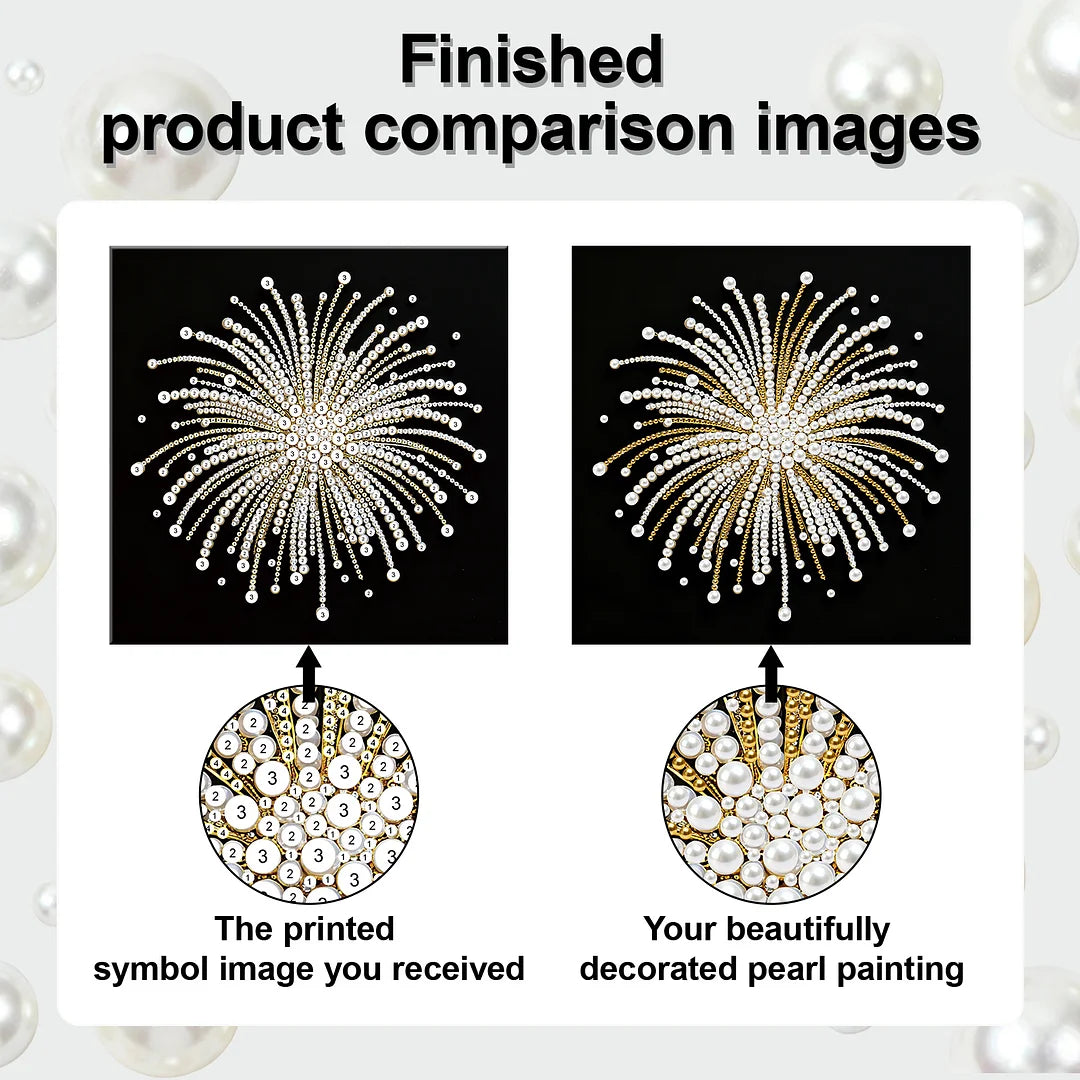 DIY Pearl Painting With Frame - Handmade Self-Adhesive Pearls - Fireworks (25*25cm)