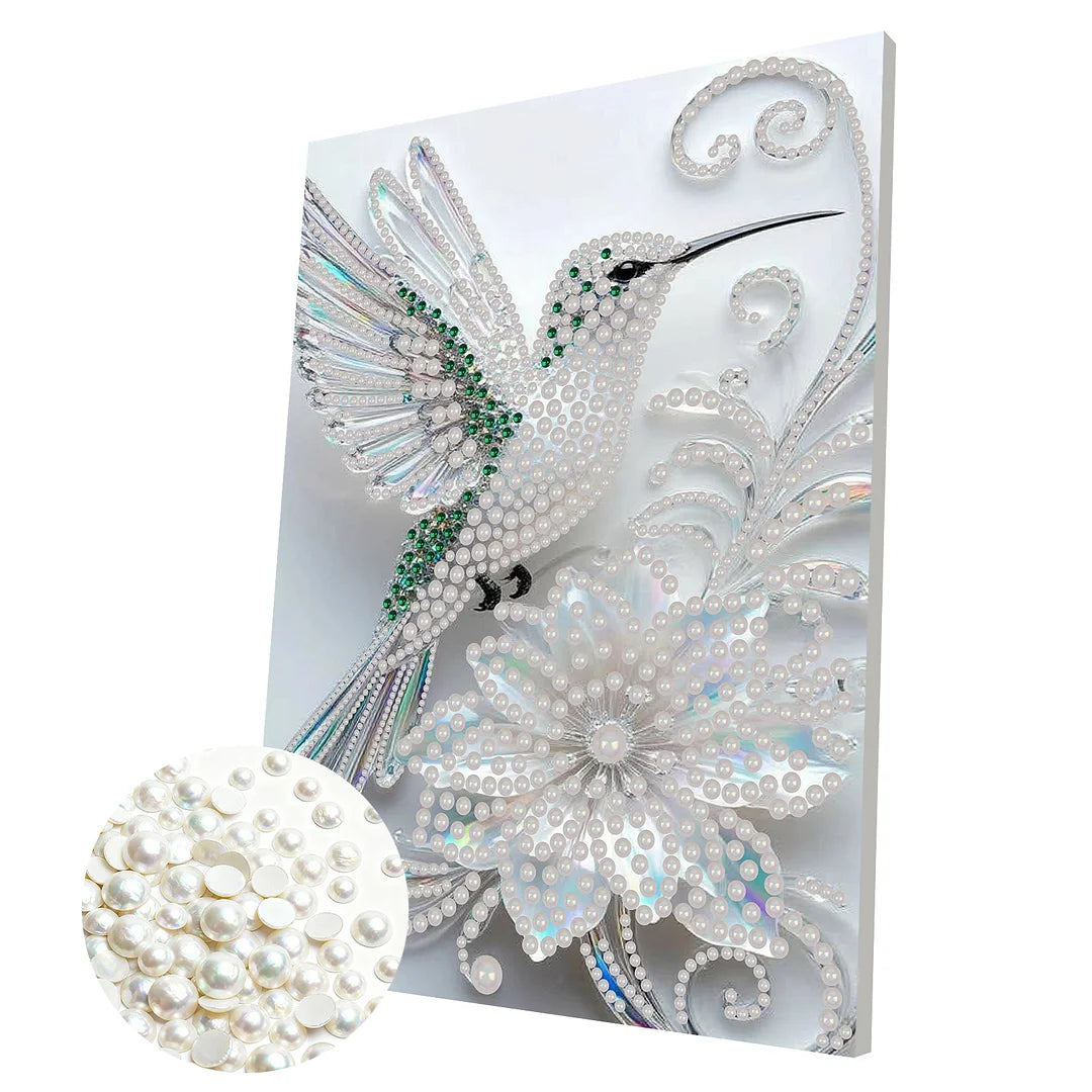 DIY Pearl Painting With Frame - Handmade Self-Adhesive Pearls - Bird (30*40cm) A