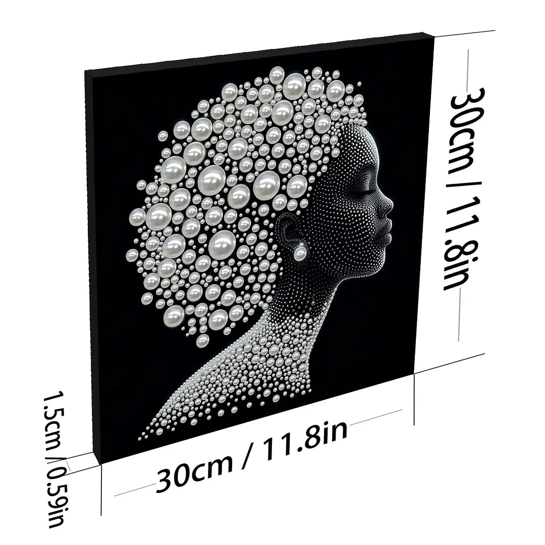DIY Pearl Painting With Frame - Handmade Self-Adhesive Pearls - Lady (30*30cm) C