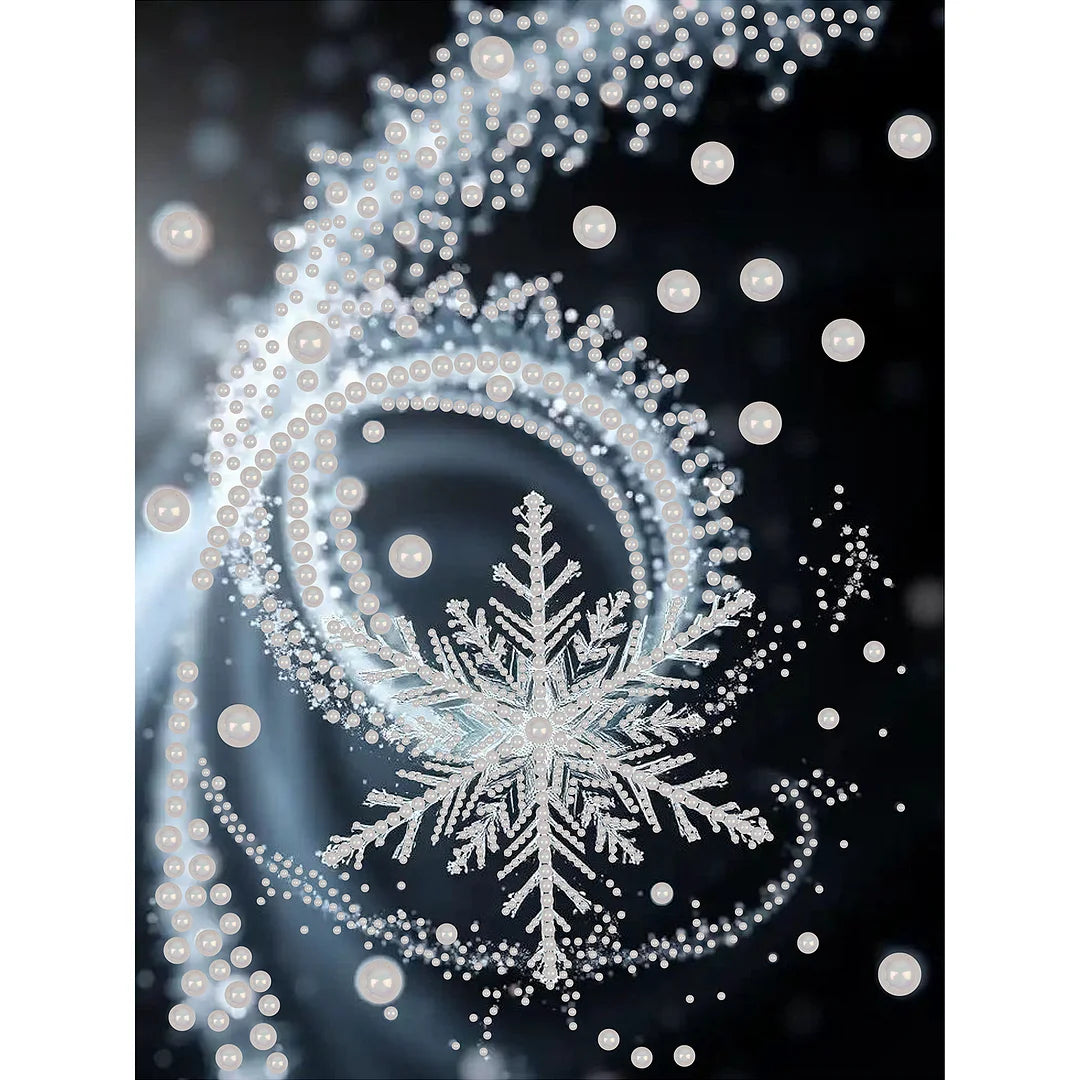 DIY Pearl Painting With Frame - Handmade Self-Adhesive Pearls - Snowflake (30*40cm) A