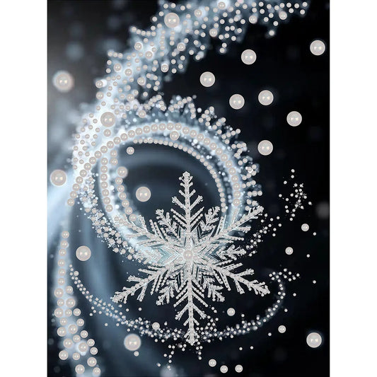 DIY Pearl Painting With Frame - Handmade Self-Adhesive Pearls - Snowflake (30*40cm) A
