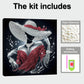 DIY Pearl Painting With Frame - Handmade Self-Adhesive Pearls - Red Dress Lady (30*30cm) A