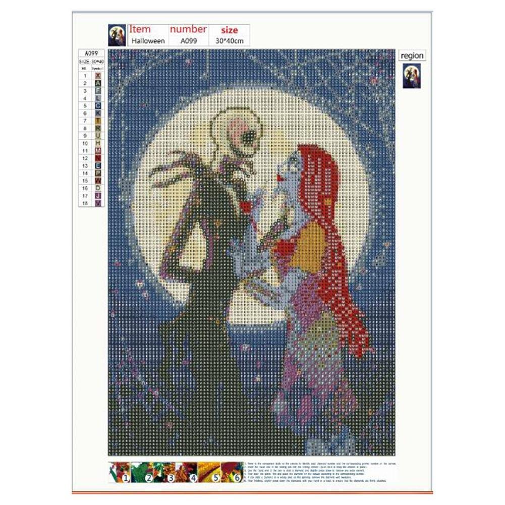 5D DIY Diamond Painting Kit - Full Round - Jack and Sally
