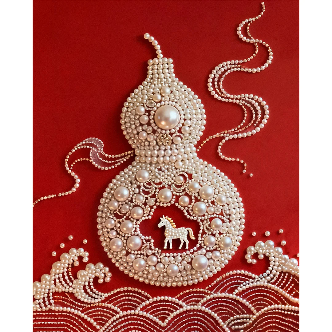 DIY Pearl Painting With Frame - Handmade Self-Adhesive Pearls - Gourd (40*50cm)