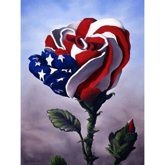 5D Diy Diamond Painting Kit Full Round Beads Flag Rose