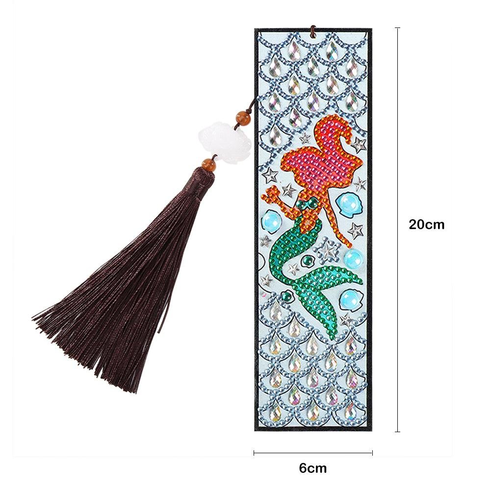 DIY Special Shaped Diamond Painting Fishtail Beauty Tassel Leather Bookmark