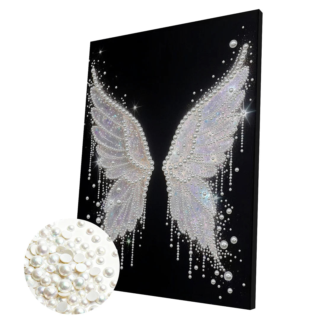 DIY Pearl Painting With Frame - Handmade Self-Adhesive Pearls - Wing (30*40cm)