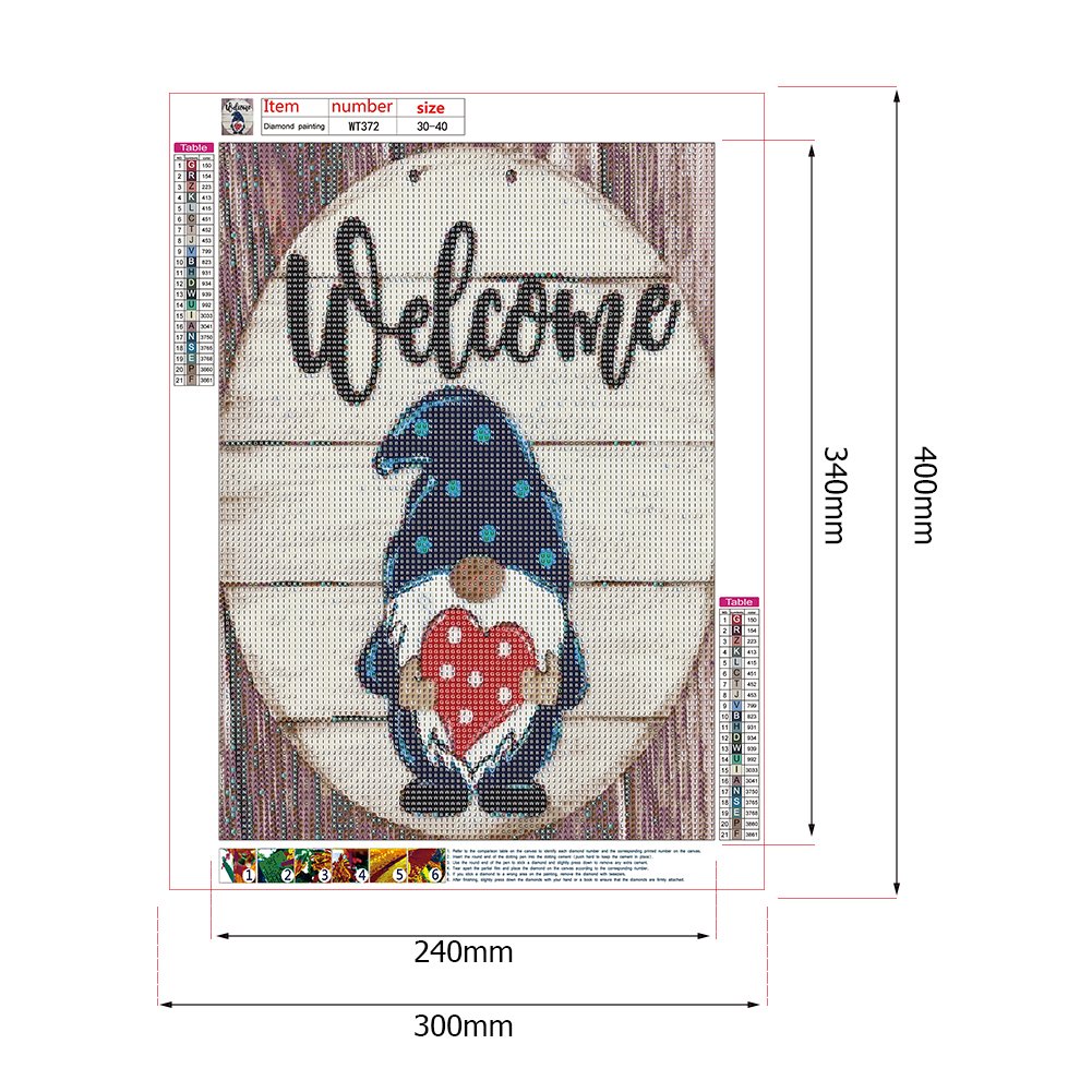 5D DIY Diamond Painting Kit - Full Round - Gnome Cartoon
