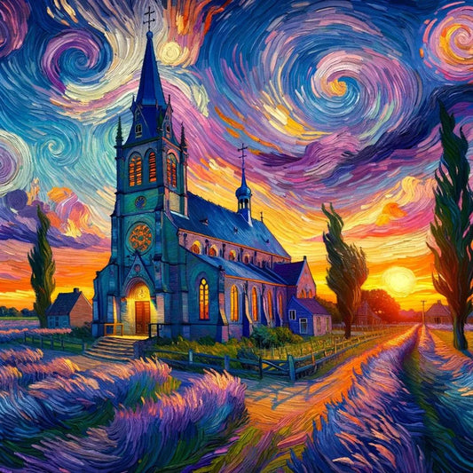 Diamond Painting - Full Round / Square - Starry Sky And Church