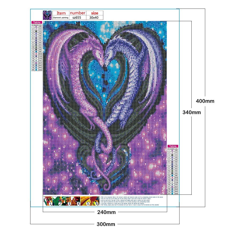 Diamond Painting - Full Round -  Heart Dragon