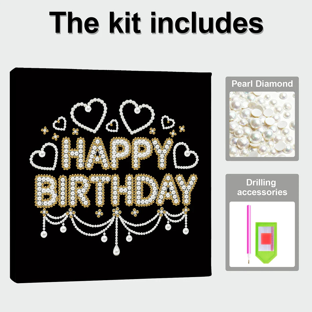 DIY Pearl Painting With Frame - Handmade Self-Adhesive Pearls - Birthday (25*25cm)