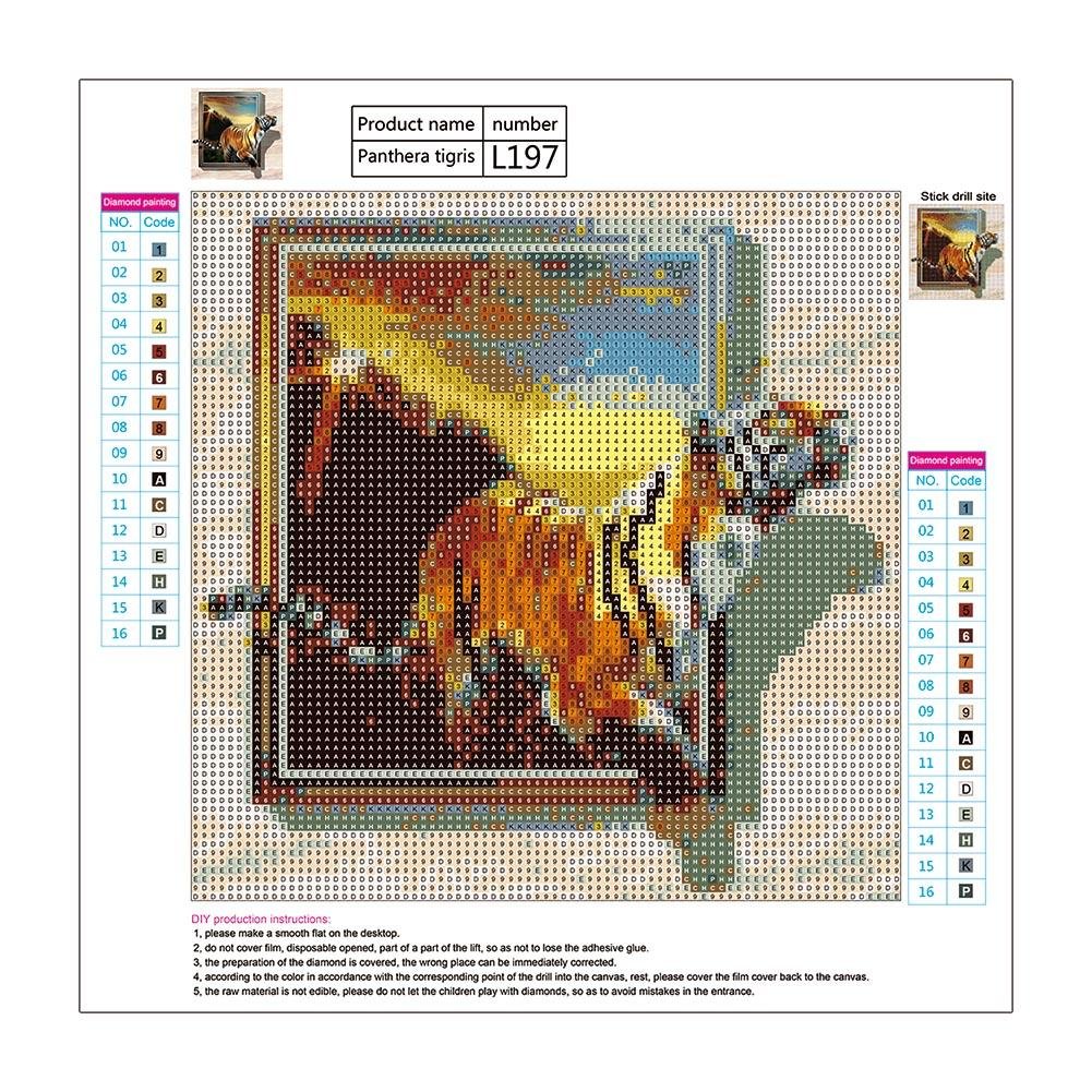 5D DIY Diamond Painting Kit - Full Round - Tiger In The Picture
