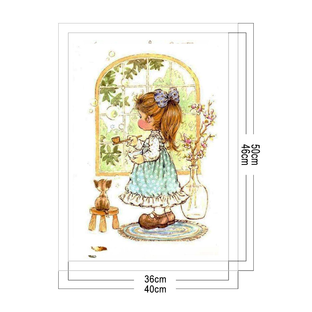 11ct Stamped Cross Stitch - Cute Little Girl(30*53cm)