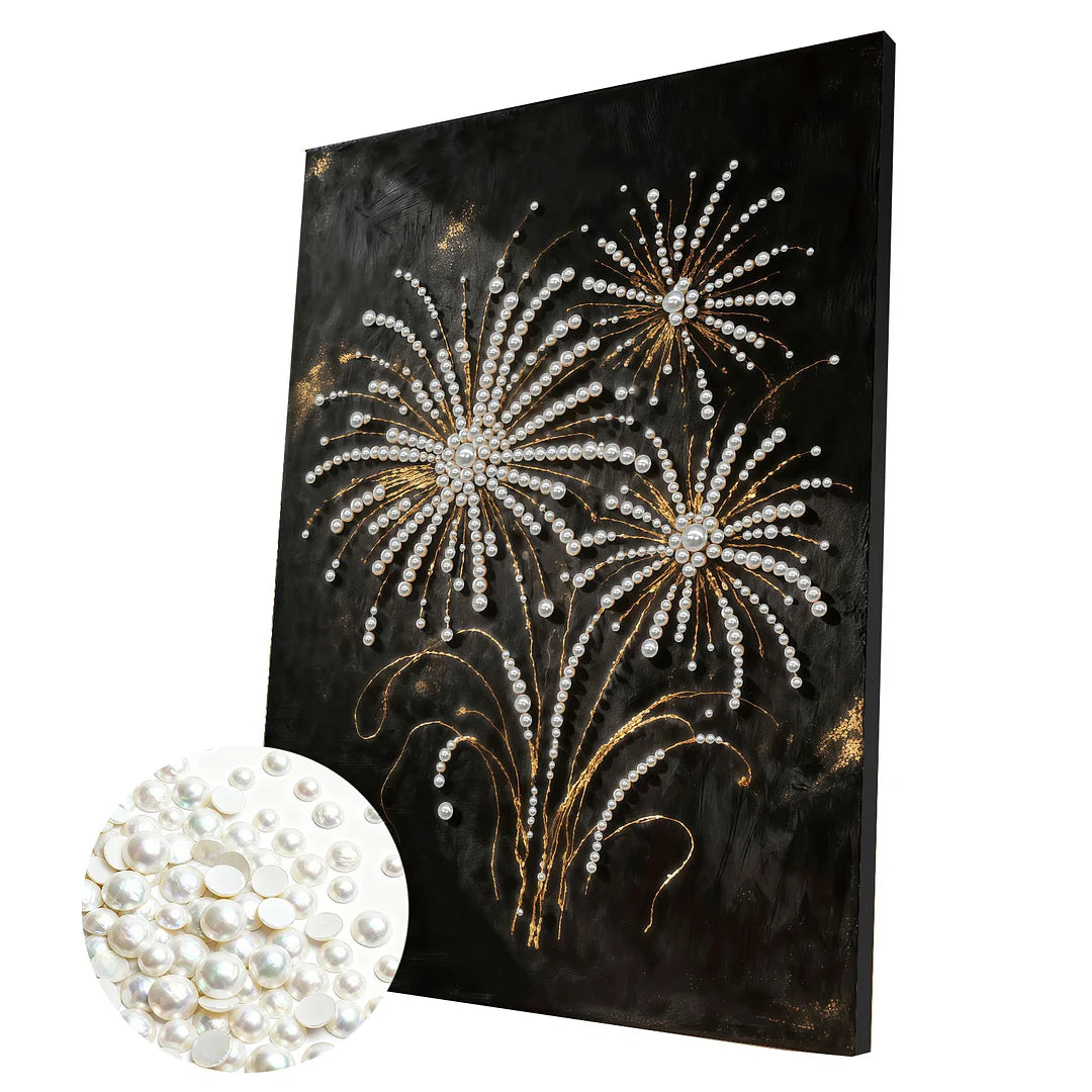 DIY Pearl Painting With Frame - Handmade Self-Adhesive Pearls - Fireworks (30*40cm)